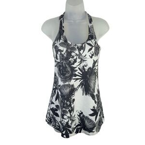 Lululemon Cool Racerback Tank Top Women's 2 Brisk Bloom Black White Floral